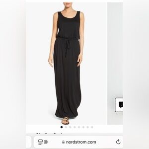 Black Sleeveless Drawstring Waist Maxi Dress